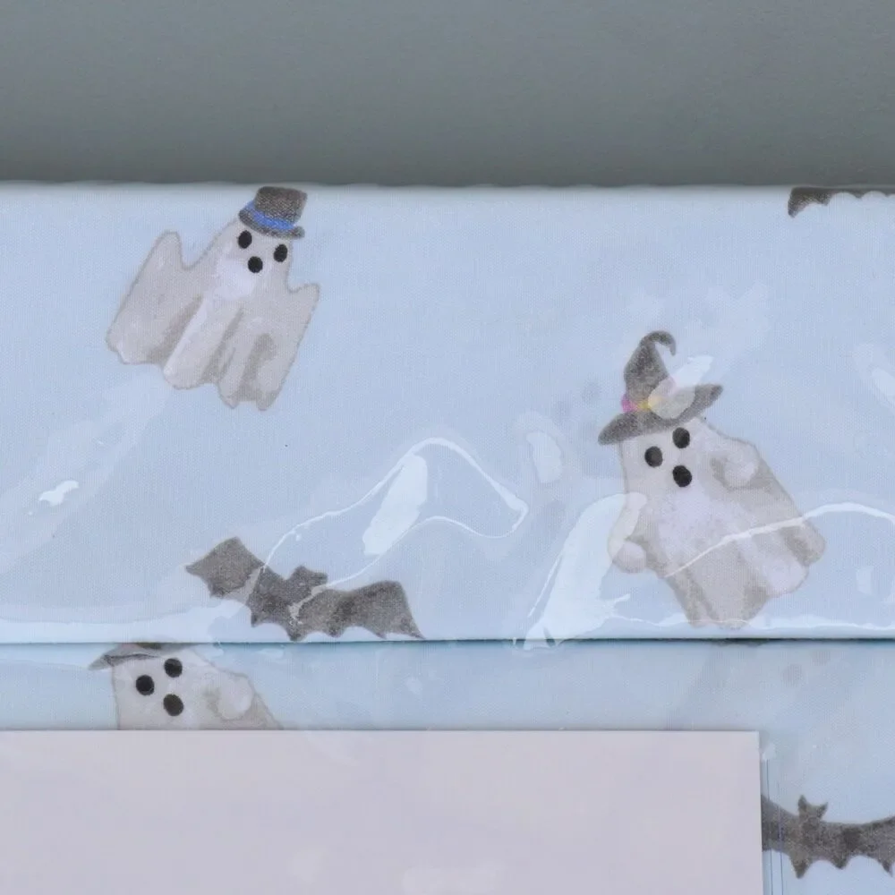 Rae Dunn Halloween Twin Sheet Set Ghost Sky Blue
